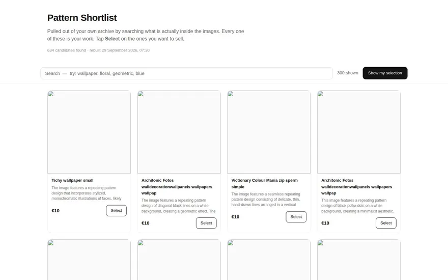 Pattern Shortlist